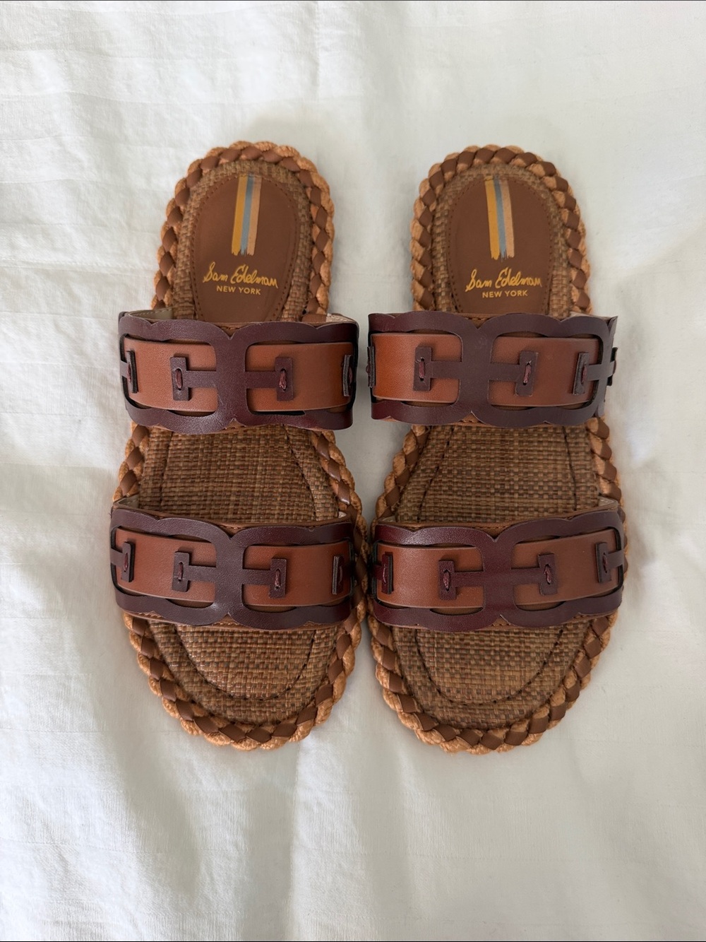 Braided Leather Slide Sandals in Brown - Picture 2 of 6